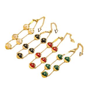 4 couleurs multicolore chaîne bracelet de luxe marque de créateurs bracelets femmes amour fleur bracelet rouge blanc bijoux chauds accessoires couple famille mariage avec boîte-cadeau