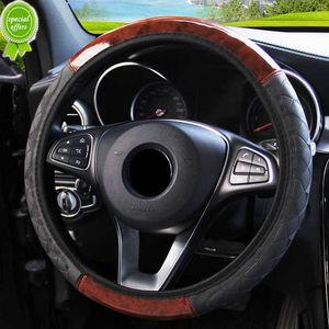 4 colores nuevas cubiertas de volante de coche de alta calidad cuero de caoba de grano de madera en relieve sin banda elástica antideslizante 37-38cm
