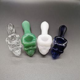 4 Kleur Pyrex Oliebrander Pijpen Dikke Schedel Roken Hand Lepel Pijp 3.93 Inch Tabak Droog Kruid voor Silicone Bong Glass Bubbler