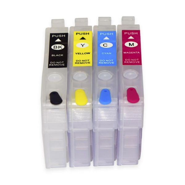 Cartouche d'encre rechargeable T220 T220XL 4 couleurs pour Epson XP-320 420 424 WF-2630 2650 2660 2750 2760 sans puce268T