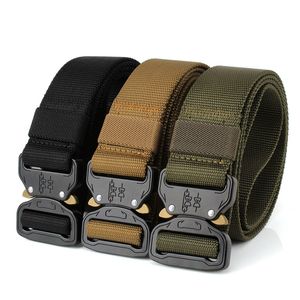 Cinturón táctico de 4 colores para hombre, cinturones de cintura tácticos resistentes ajustables para exteriores con hebilla de Metal, cinturón de nailon, accesorios de caza