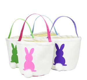 4 colores 2019 nueva cesta de conejo de Pascua bolsas de conejito de Pascua bolsa de asas de lona impresa con conejo cestas de dulces de huevo