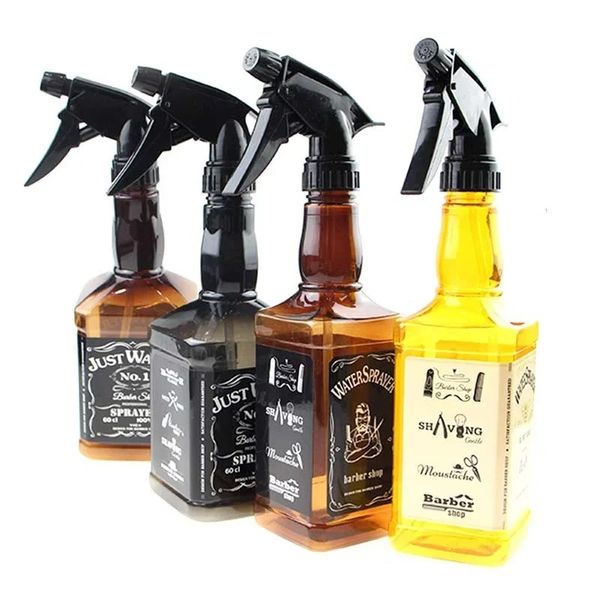 Botella pulverizadora de peluquería, 4 colores, 500ml, cabezal de aceite de Whisky Retro, regadera, rociador de agua, herramienta profesional para el cabello de peluquero y salón