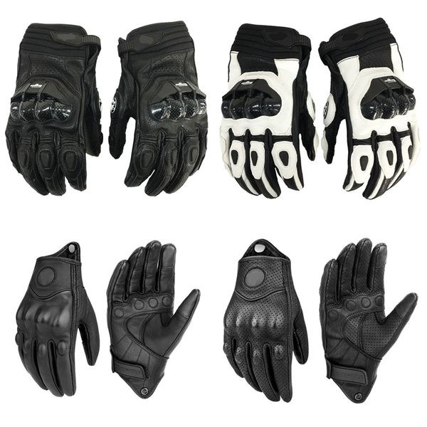 4 couleurs Gants de moto respirants noir blanc Racing Moto en cuir véritable blanc Vélo Route Racing Team Gant hommes été hiver Cyclisme Escalade Gants