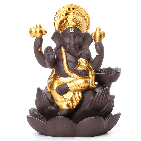 4 couleurs en céramique Ganesha éléphant dieu bouddha statues reflux brûleur d'encens bureau à domicile cônes d'encens gratuit DHL