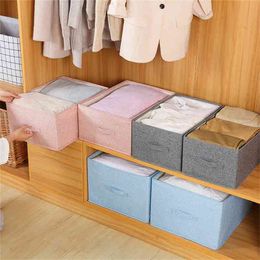 4 kleuren katoen linnen speelgoed opbergmand kast kleding organizer desktop sundries snacks cosmetische doos 210922