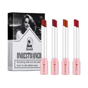 4 couleurs créatif cigarette rouge à lèvres ensemble mat longue durée imperméable mat rouge à lèvres tube nu rouge velours teinte à lèvres maquillage 240301