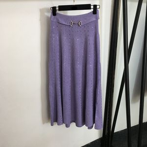 Robe élégante de marque pour femmes, 4 couleurs, jupes de grande taille, ornement entièrement en cristal, taille élastique, vêtements en tricot pour filles