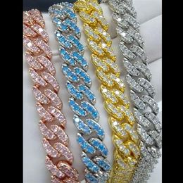 4 couleurs pour les Options 12mm 16 18 20 pouces plaqué or glace sur pierre CZ Miami chaîne cubaine collier bijoux pour hommes femmes 2444