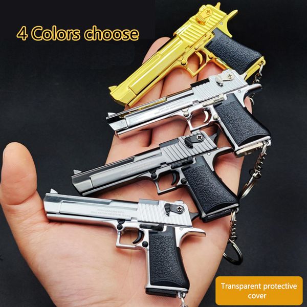 4 couleurs Full Metal Modèles pistolets Toy Pendants Desert Eagle Ally Alloy Pistol Keychain Ring Fake Gun Pun Docuable Sac Accessoires Pendant Gift 044