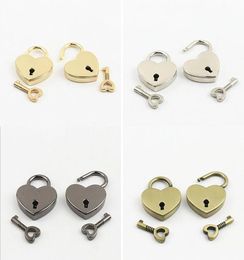 4 kleuren hartvorm hangsloten vintage hardware sloten mini archize sleutels slot met sleutelreis handtas koffer hangslot dd3588428383
