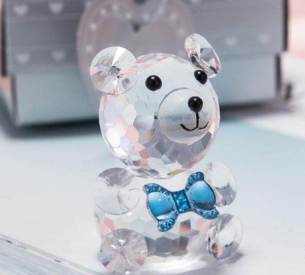 4 couleurs belle ours en cristal faveur cadeaux de mariage romantique de la Saint-Valentin avec boîte colorée faveurs de fête de bébé ornements de souvenirs de douche pour cadeau d'invité SN6285