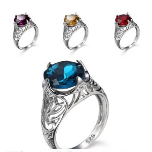 4 Kleuren Luxry Trouwring Set Engagement CZ Crystal Silver Color Finger Rhinestone Rings Sieraden voor Vrouwen