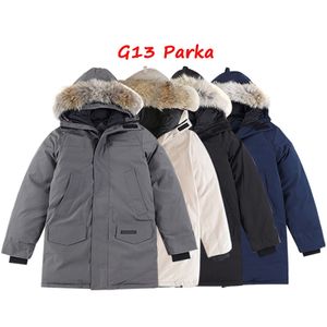 4 kleuren luxe designerkleding topkwaliteit Canada G13 Langford parka herenjas dames donsjack echt bont witte eendendons winterparka's damesjassen met badge S-XXL