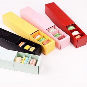 4 kleuren Macaron Box Cupcake Boxen Zelfgemaakte Macarons Chocolade Carton Biscuit Muffin Case Retail Paper Packaging 20.3 * 5.3 * 5.3cm