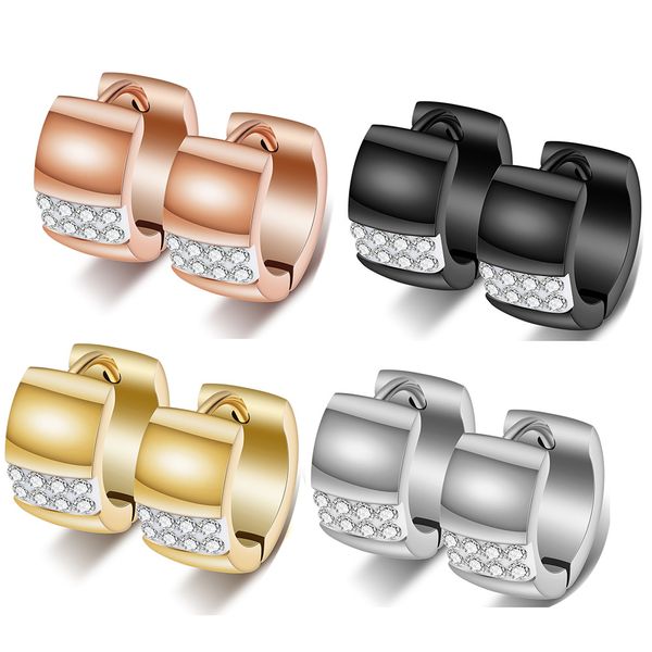 4 couleurs nouveau personnalisé CZ cubique zircone 316L titane en acier inoxydable femmes boucles d'oreilles amoureux bijoux cadeaux à vendre en gros