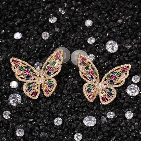 4 colores Pendientes de mariposa de oro cúbico de oro cúbico de oro personalizado