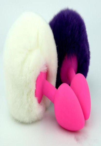 4 couleurs Sexy Fluffy Rabbit Tail Butt Plug Sex Toys Pour Hommes et Femme Fétiche Silicone Plug Anal Queue Adulte Produits de Sexe Pour Gay9102082