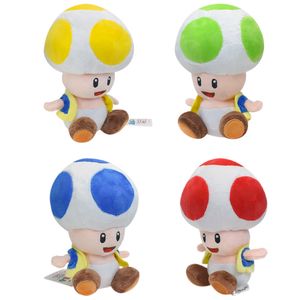 4 Couleurs Assis Champignon En Peluche Super Mignon Doux En Peluche 7 Pouces Rouge Jaune Bleu Vert Crapaud Peluches Câlin Poupée Cadeau pour Les Fans De Films Et De Jeux