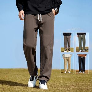 4 couleurs printemps hommes 100% coton Baggy pantalons décontractés mode coréenne Style classique broderie kaki pantalon droit mâle 240227