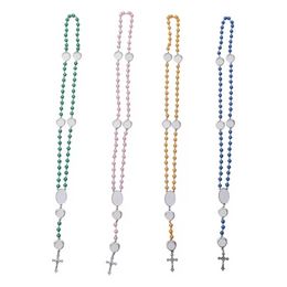 4 couleurs collier de sublimation pendentif de transfert de chaleur collier de perles de chapelet croix jésus pendentifs en métal FY5341 tt1226