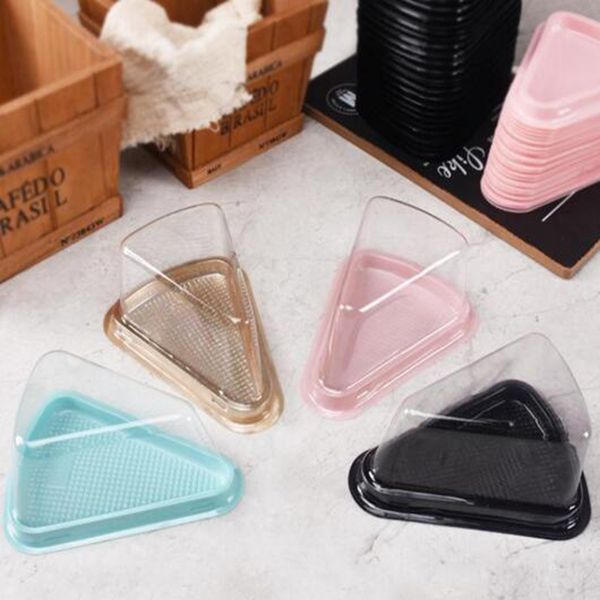 4 couleurs boîte de gâteau en plastique transparent boîte de gâteaux triangle Boxes Blister Restaurant Dessert Packaging K20