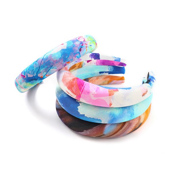 Diadema de esponja con estampado de niña y mujer en 4 colores para fiesta de regalo accesorios para el cabello de moda estilo Simple de alta calidad