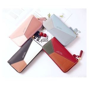 4 colores Women Wallet Femenina Diseñadora Fashion Fashion Ladies Purse Fashion Card Holder Pocket Zipper Bag Long PU Candy Girl Gift