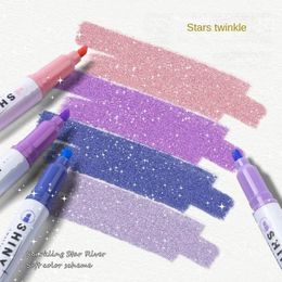 4 Colorsbox Kawaii Glitter Highlighter Pen Pastel Fine Marker Scrapbook Pintado Papelería Útiles Escolares 240320