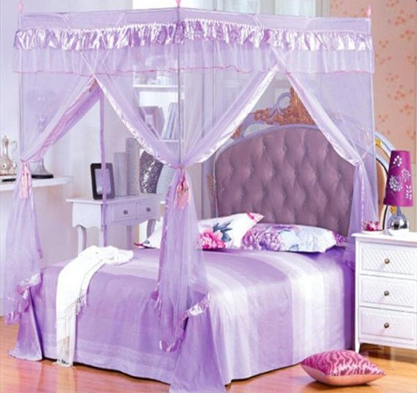 4 Corner Post Bed Canopy Princess Mosquito Net Twin Full Queen King Size Elegant Libert Curtain No Bracket7312432