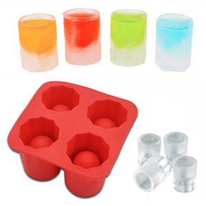 4 tasse forme Silicone moule à glaçons verre à liqueur moule à glaçons plateau à glaçons été Bar fête bière glace Cocktail outils de boisson froide