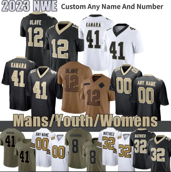 4 Derek Carr Alvin Kamara camiseta de fútbol Jamaal Williams Chris Olave Foster Moreau Taysom Hill Tyrann Mathieu Jimmy Graham Brees Marshon Lattimore Hombres 4XL