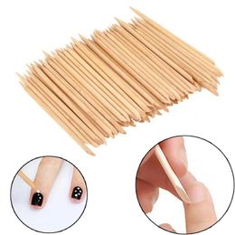 4 verschillende maten oranje houten sticks voor cuticle pusher cuticle verwijder gereedschapvorken voor nagels manicures gereedschap 100 stcs/set