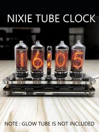 4 cijfer in8 Nixie Glow Tube Clock Digital Solid Wood Desk Alarm Plugin Design Basic Versie 240410