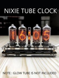 4 chiffres en8 Nixie Glow Tube Clock Digital Wood Wood Bureau Plugin Alarm Plugin Basic Version 240410