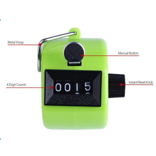 4 chiffres Numéro Counter Manual Manser à main Compter Tally Clicker Timer Soccer Golf Counter Digital Tally Counter