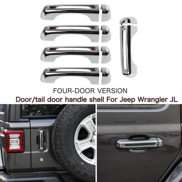 4 portes poignée de porte queue de porte de voiture coque de porte extérieure argent 10 pièces pour Jeep Wrangler JL 2018 + accessoires extérieurs automobiles de haute qualité