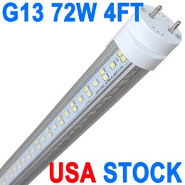 Tubo de luz LED de 4 pies Base G13 de 2 pines Requiere derivación de balasto T8, alimentación de doble extremo, reemplazo de tubo fluorescente T8 de 48 pulgadas 72 W, 7200 lúmenes, 6000 K, AC90-277 V crestech