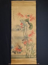 4 voet scroll schilderijen China oude periode goudvissen foto ZT190