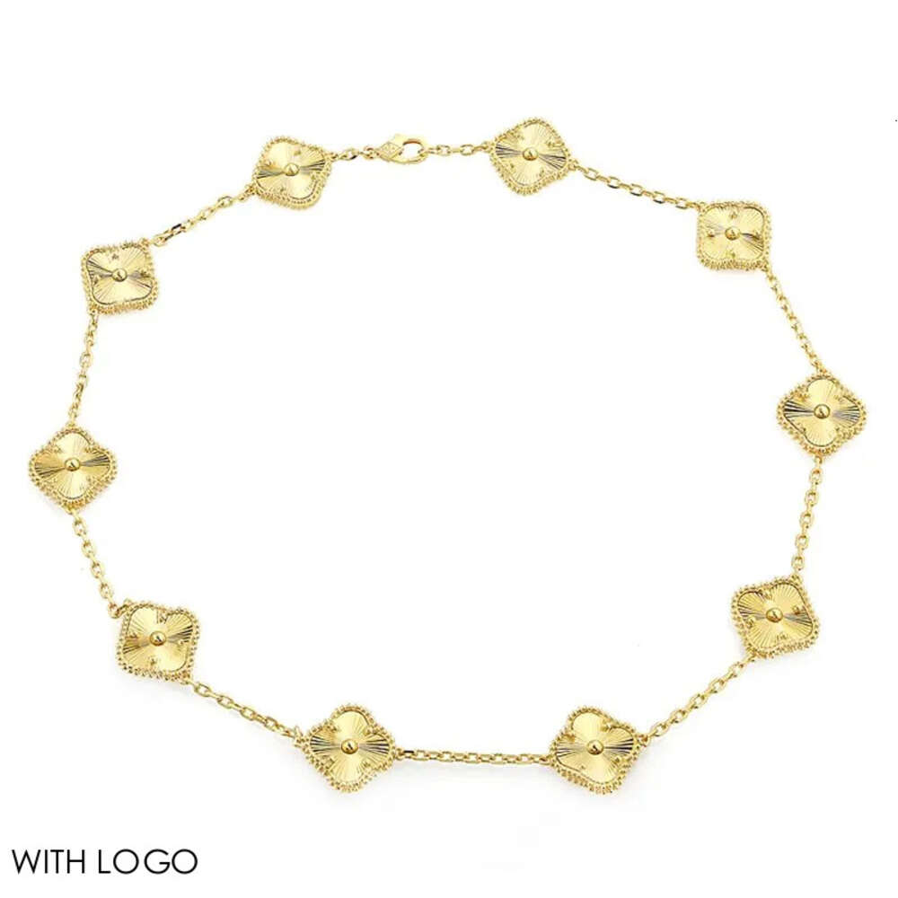 4 Flower Four Motiv 10 Leaf Clover Necklace Designer för kvinnor V-Gold Agate Mor of Pearl Inial Pendant Halsband Guldsmycken Män Valentines S