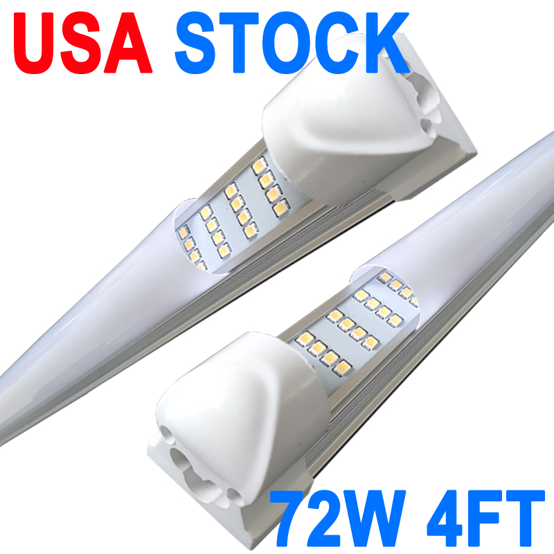 4 Foot 72W Integrated LED Tube Light 72Watt T8 4 Rows 48" Four Row 72000 Lumens(300W Fluorescent Equivalent) Milky Cover 6500K 4FT LED Shop Lights crestech