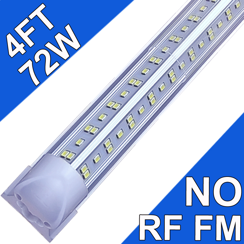 4-metrowe LED Lights 72 W 48-cal 72000 LM LED Under Shadet Light, T8 Zintegrowane urządzenie oświetleniowe rurki No-RF RM 4-stopowe sklep Light Lighting Lighting Oświetlenie Usastock