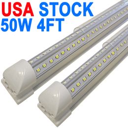 Luces LED para tienda de 4 pies T8, lámpara de tubo integrada, 50 W, 48 pulgadas, 5000 LM, luz LED para debajo del gabinete, para utilidad, luz de tienda de 8 pies, techo con cable, garaje eléctrico crestech