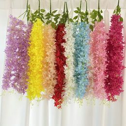 4 vorken hangen Wisteria Flowers kunstmatige blauwe plekken rattan groen slinger voor huizen tuin buiten bruiloft boog bloemendecor