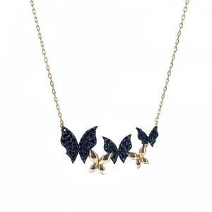 4 quatre collier en argent papillon noir