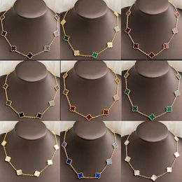 4/cuatro dijes de moda Collar de 10 flores Collar de trébol Ágata de lujo Collar VansCleef Collar de diseñador de oro de 18 quilates de alta calidad para mujeres