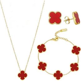 Ensemble de bijoux de créateur trèfle à quatre feuilles, coquille en laiton et cuivre, Bracelet, boucles d'oreilles, collier, cadeau d'anniversaire pour la saint-valentin