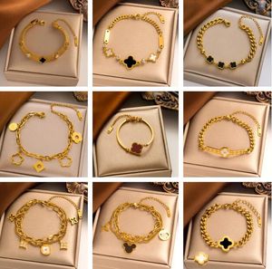 4 / quatre feuilles de trèfle Bijoux en or bracelets pour femmes Bijoux de chaîne Gift le plus récent Braceuse de mode de mode classique Bracelets en alliage de titane de luxe