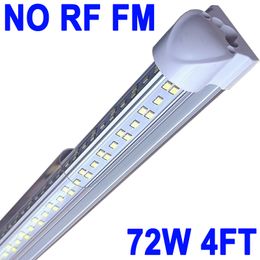 Tube lumineux LED intégré de 4 pieds 72 W T8 en forme de V 48" quatre rangées 72 000 lumens NO-RF RM (équivalent fluorescent 300 W) Couvercle transparent 6 500 K 8 pieds LED pour magasin Barn Crestech