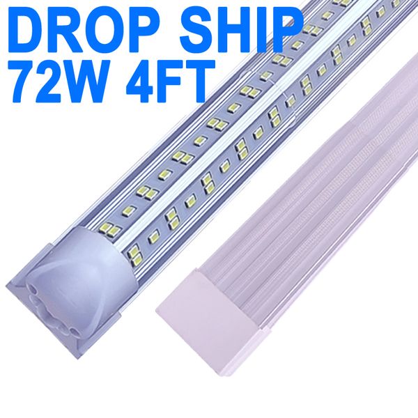 Tube LED intégré de 1,2 m 72 W T8 en forme de V 243,8 cm à quatre rangées 100 000 lumens avec couvercle transparent blanc super brillant 2,4 m LED pour magasin (équivalent fluorescent 300 W) Barn Crestech